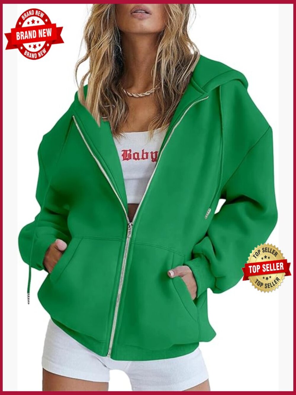 Long Sleeve Zip Up Hoodie Sweatshirt with Pockets Full Zipper